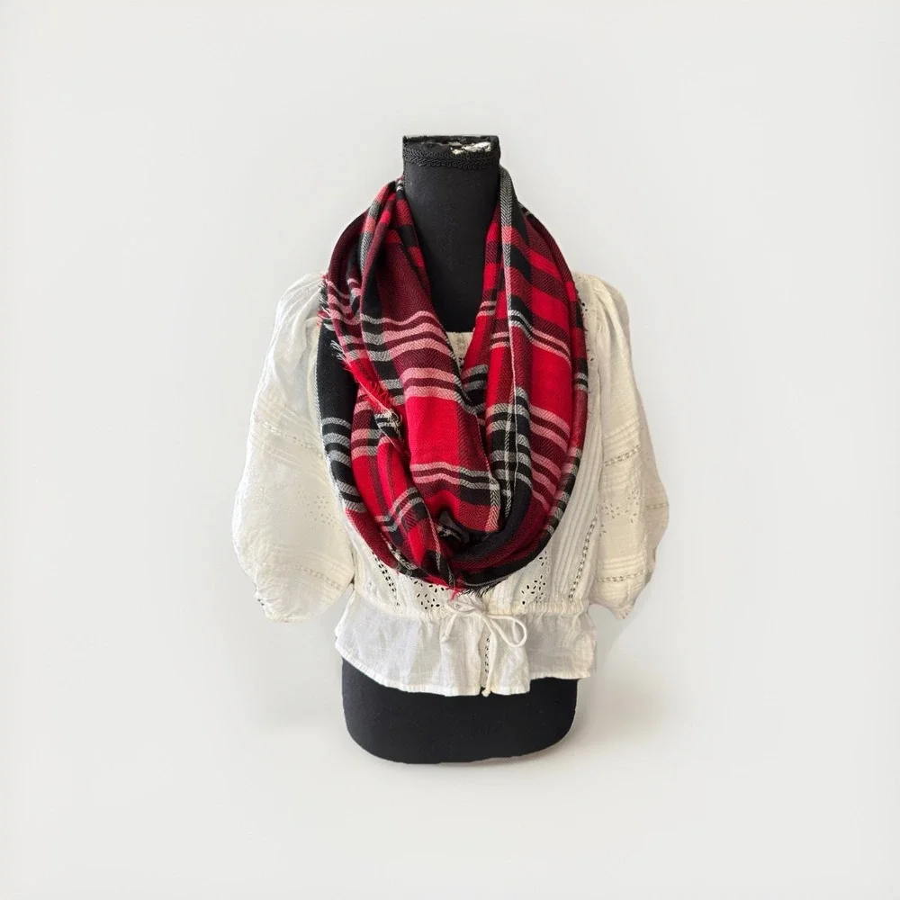 EST. 1946 Womens Scarf One Size Plaid Polyester  Viscose Christmas‎ Ready Scarf